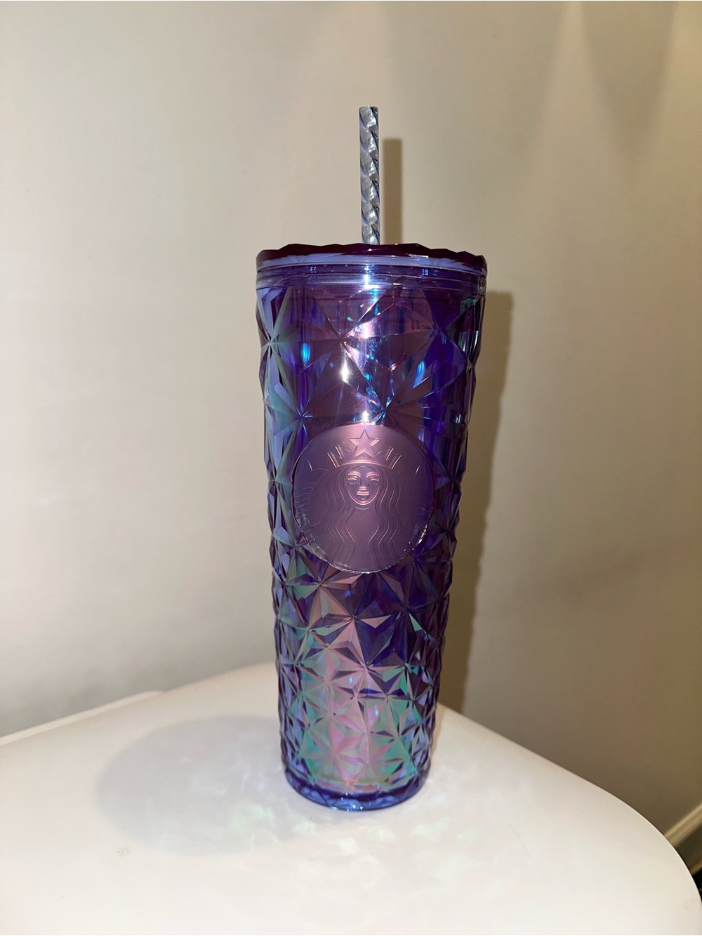 Starbucks Iridescent Purple Diamond Tumbler with Straw